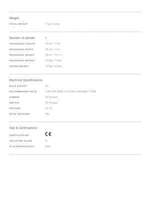Product technical description details